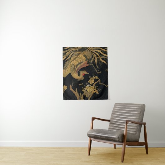 Golden Rooster Bird Japans Classic Antiek Wandkleed (In situ)