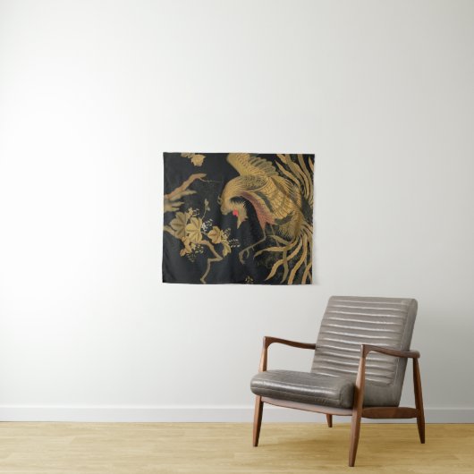 Golden Rooster Bird Japans Classic Antiek Wandkleed (In Situ (horizontaal))