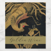 Golden Rooster Bird Japans Classic Antiek Wijn Etiket (Enkel label)