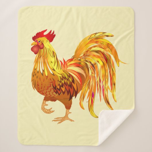 Golden Rooster Chicken Boerderij Animal Bird Art Sherpa Deken (Voorkant)