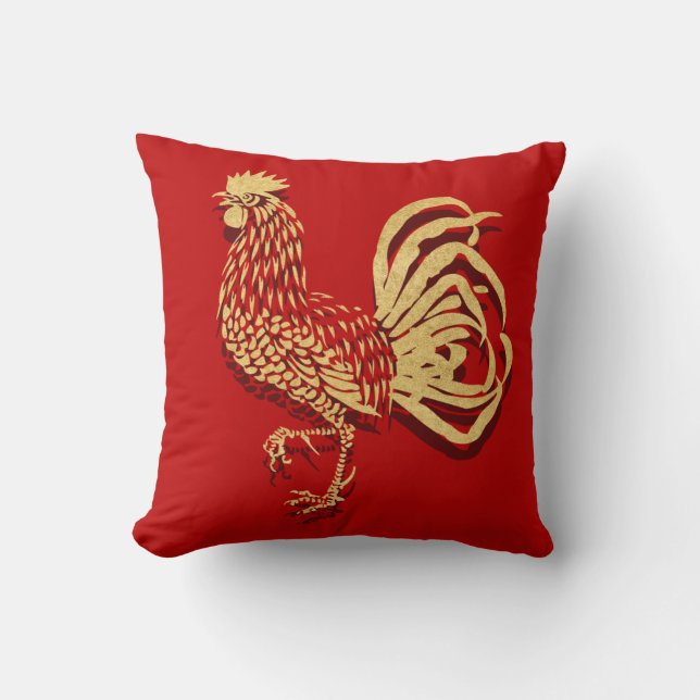 Golden Rooster Chinees Kussen (Voorkant)