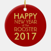 Golden Rooster Chinese Ideogram Zodiac Birthday CO Keramisch Ornament (Achterkant)