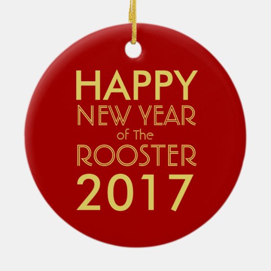 Golden Rooster Chinese Ideogram Zodiac Birthday CO Keramisch Ornament (Achterkant)