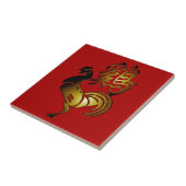 Golden Rooster Chinese Ideogram Zodiac Birthday Ti Tegeltje (Zijkant)