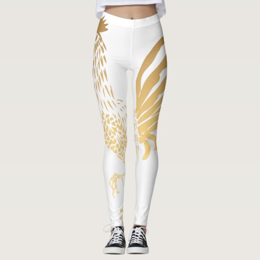 Golden Rooster Jaar 2017 Witte Leggings (Voorkant)