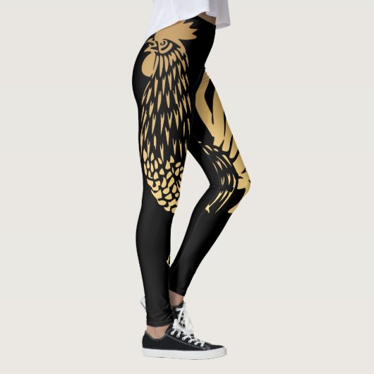Golden Rooster Jaar 2017 Zwarte Leggings (Rechts)