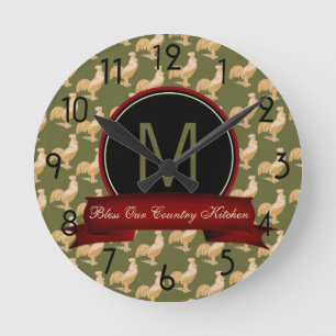 Golden Rooster Pattern Ronde Klok