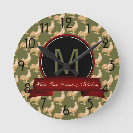 Golden Rooster Pattern Ronde Klok (Voorkant)