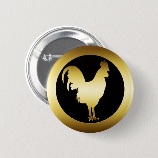 GOLDEN ROOSTER RONDE BUTTON 5,7 CM (Voorkant /achterkant)