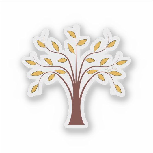 Golden Roots Tree Sticker – Aardse vinylsticker (Voorkant)