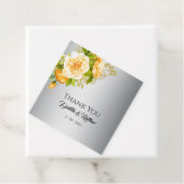 Golden Rose Boeket Zilver Bruiloft Labels (In situ)