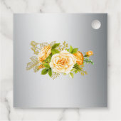 Golden Rose Boeket Zilver Bruiloft Labels (Achterkant)