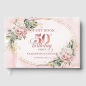 Golden Rose Gold Blush Greenery 50th Birthday  Gastenboek (Voorkant)