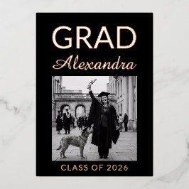 Golden Rose Ivory DVM Photo Graduation Party Folie Uitnodiging