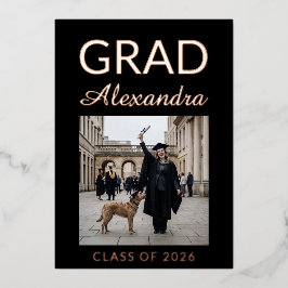 Golden Rose Ivory DVM Photo Graduation Party Folie Uitnodiging