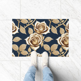 Golden Roses With A Metallic Finish Deurmat
