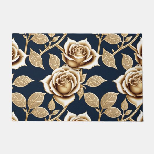 Golden Roses With A Metallic Finish Deurmat (Voorkant)