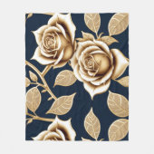 Golden Roses With A Metallic Finish Fleece Deken (Voorkant)