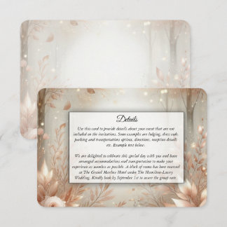 Golden Rosewood Enchanted Forest Wedding Informatiekaartje