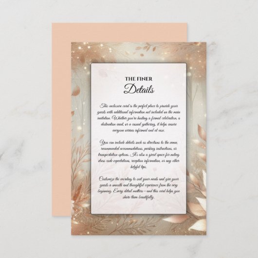 Golden Rosewood Enchanted Forest Wedding Informatiekaartje (Voorkant / Achterkant)