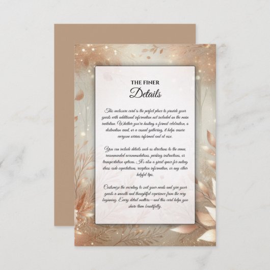 Golden Rosewood Enchanted Forest Wedding Informatiekaartje (Voorkant / Achterkant)
