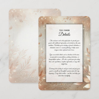 Golden Rosewood Enchanted Forest Wedding Informatiekaartje