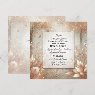 Golden Rosewood Enchanted Forest Wedding Kaart