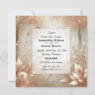 Golden Rosewood Enchanted Forest Wedding Kaart