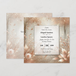 Golden Rosewood Enchanted Forest Wedding Kaart