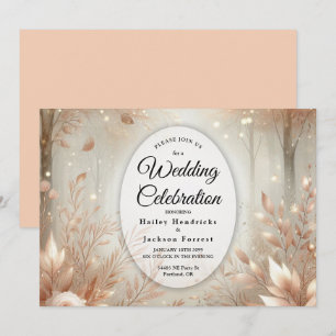 Golden Rosewood Enchanted Forest Wedding Kaart