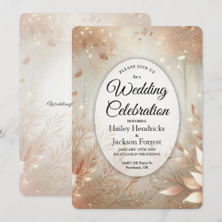 Golden Rosewood Enchanted Forest Wedding Kaart