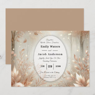 Golden Rosewood Enchanted Forest Wedding Kaart