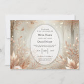 Golden Rosewood Enchanted Forest Wedding Kaart (Voorkant)