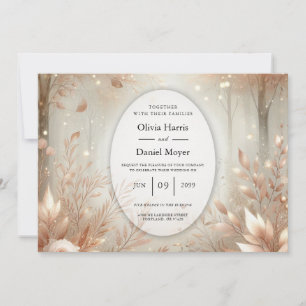 Golden Rosewood Enchanted Forest Wedding Kaart