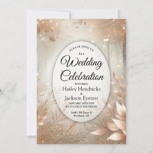 Golden Rosewood Enchanted Forest Wedding Kaart