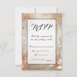 Golden Rosewood Enchanted Forest Wedding RSVP Kaartje