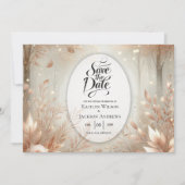 Golden Rosewood Enchanted Forest Wedding Save The Date (Voorkant)