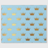Golden Royal Blue King Crown Heraldic Princess Cadeaupapier (Vlak)