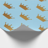 Golden Royal Blue King Crown Heraldic Princess Cadeaupapier (Hoek)