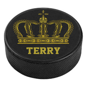 Golden Royal Crown I + je rug. en naam Hockey Puck