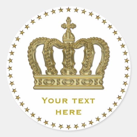 Golden Royal Crown II + je rug. en ideeën Ronde Sticker (Voorkant)