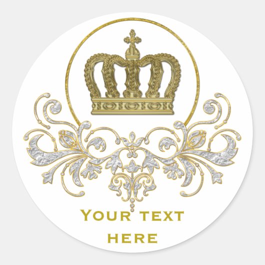 Golden Royal Crown II + je rug. en ideeën Ronde Sticker (Voorkant)