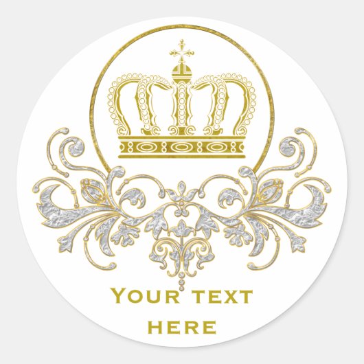 Golden Royal Crown + je ruggengraat. en ideeën Ronde Sticker (Voorkant)