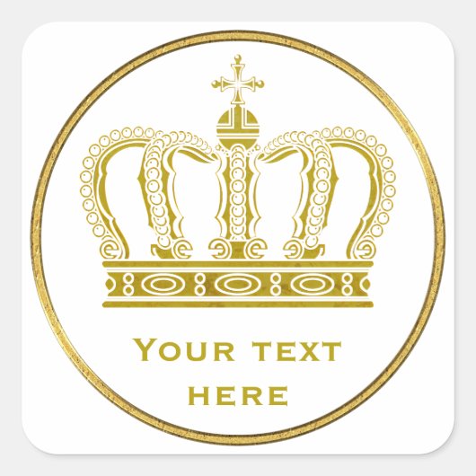 Golden Royal Crown + je ruggengraat. en ideeën Vierkante Sticker (Voorkant)