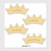 Golden Royal Crown School & Home Custom Name Sticker (Vel)