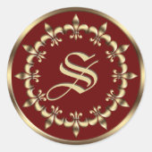 Golden Royal Fleur-de-Lis cirkel element. Monogram Ronde Sticker (Voorkant)