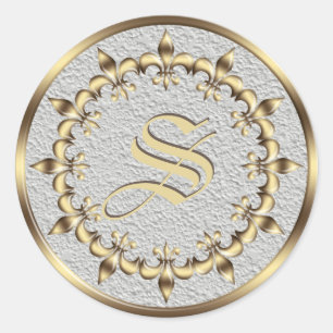 Golden Royal Fleur-de-Lis cirkelelement.Monogram. Ronde Sticker