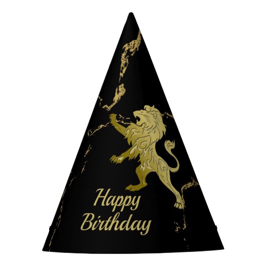 Golden Royal Lion Birthday Feesthoedjes (Voorkant)