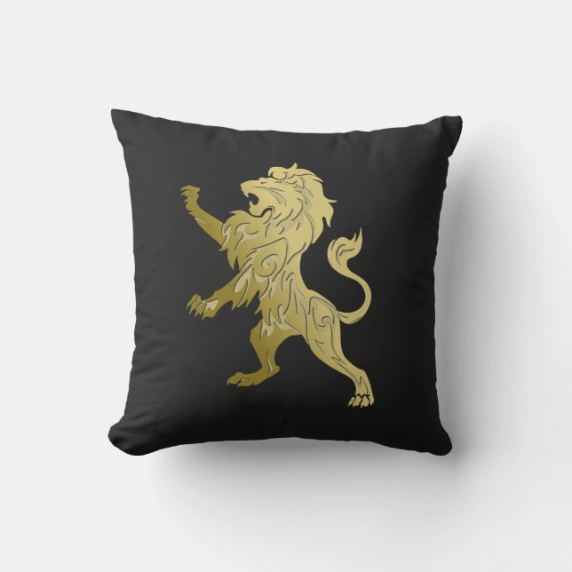 Golden Royal Lion Black Buitenkussen (Voorkant)