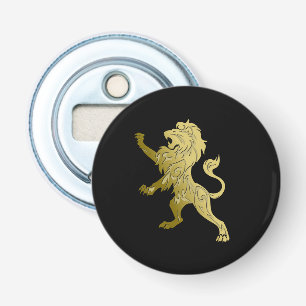 Golden Royal Lion Black Button Flesopener